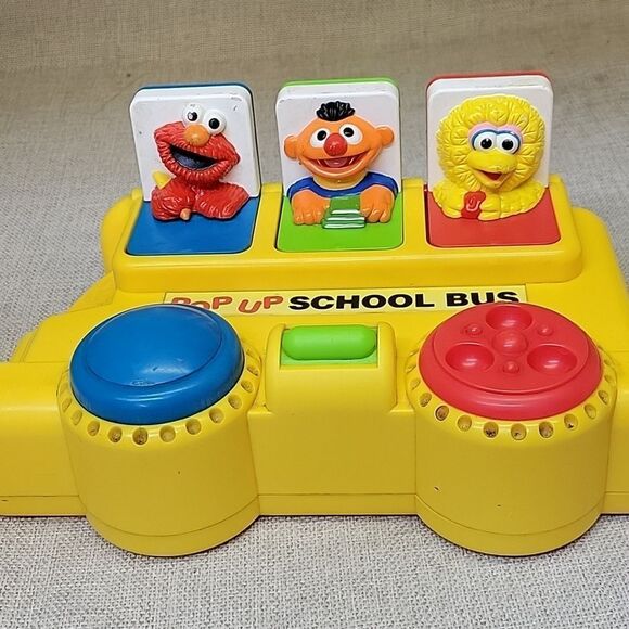 Sesame Street 1983 Vintage Big Bird Xylophone, 1995 Tyco Pop Up School Bus - Picture 7 of 14